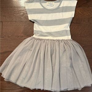 Chic Striped Gray and White Kids Dress